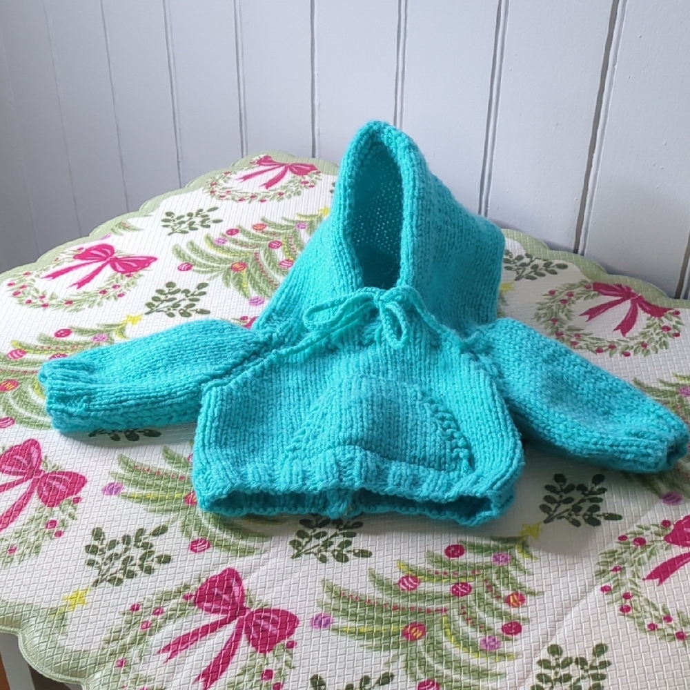 Hand-Knitted Blue Cabbage Patch Kids Doll Hoodie